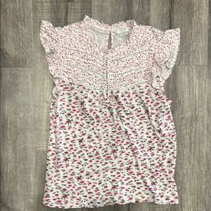 Lucky Brand Pink and White Floral Blouse